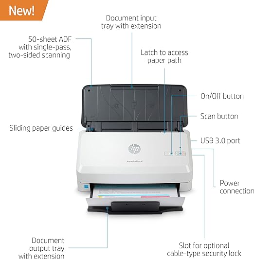 Scanner HP Scanjet Pro 2000 s2, 600 x 600DPI, Escáner Color, Escaneado Dúplex, USB, Negro/Blanco
SKU: 6FW06A