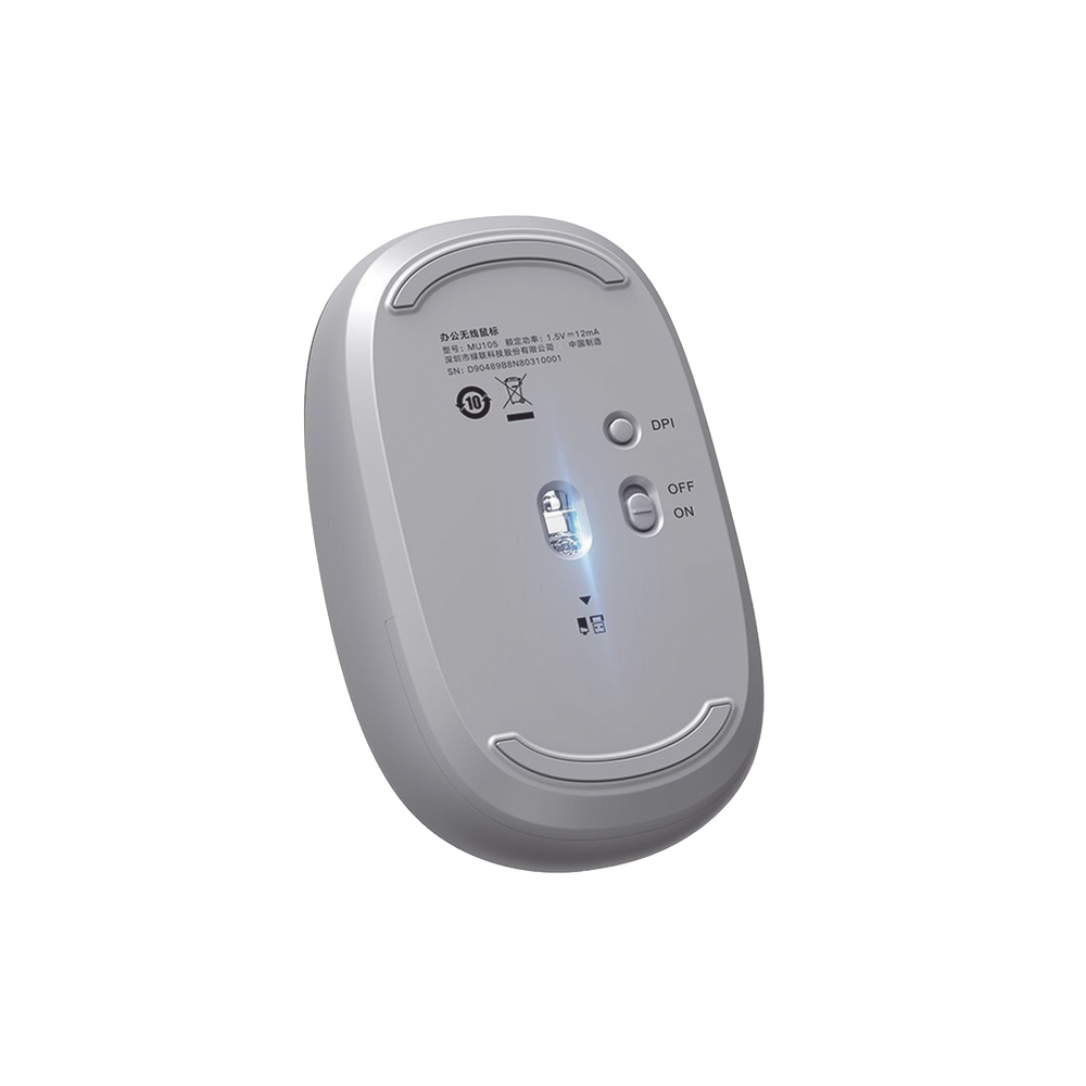 Mouse Inalámbrico 2.4G 800/1200/1600/2400 DPI / Función de 3 botones / Alcance 10m / Silencioso / Ergonómico / Anti-caída y Anti-interferencias / Color Gris / Batería Alcalina AA (incluida). UGREEN SKU: 90669