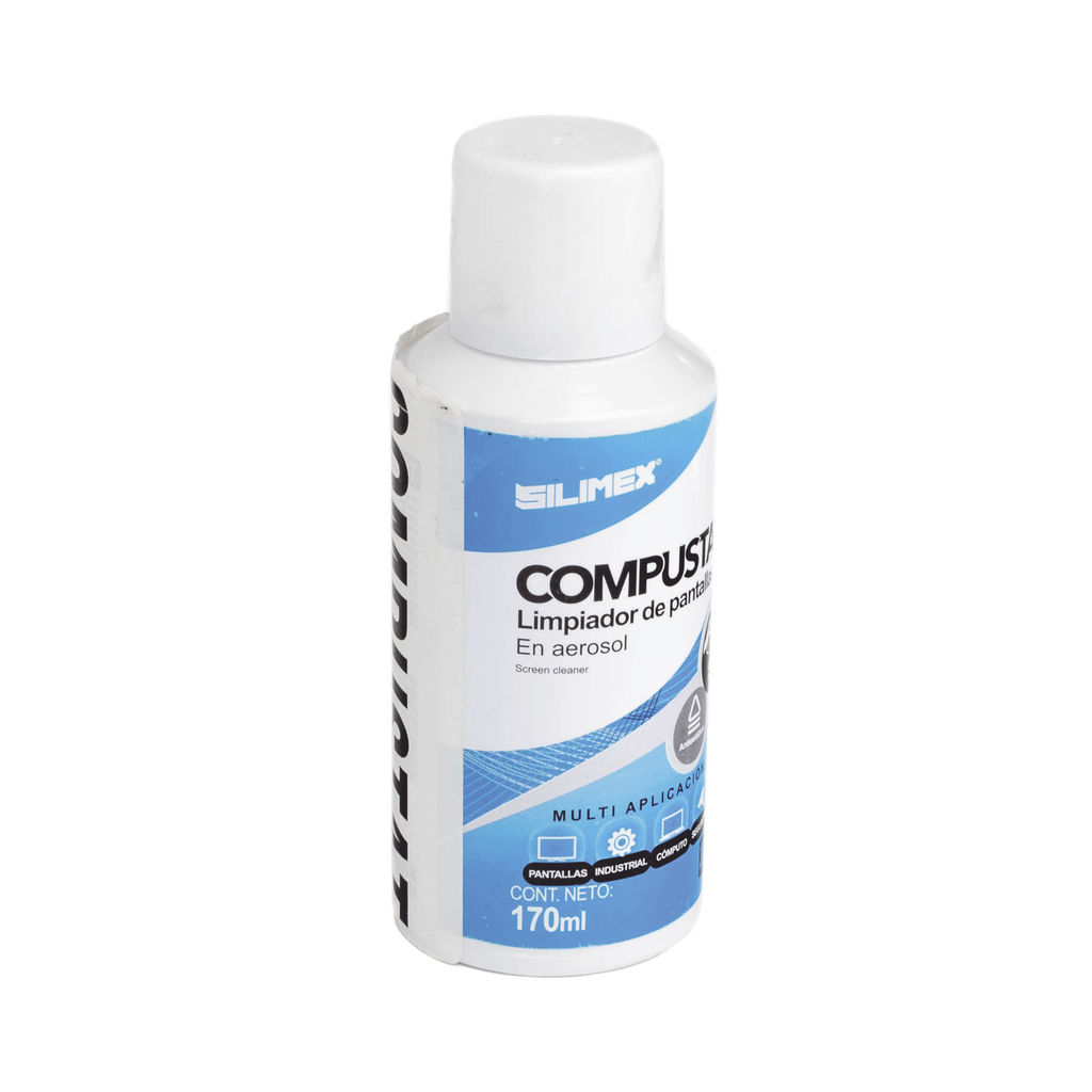 Limpiador de pantallas y cámaras, protector anti-estático en aerosol, con protección contra rayos UV, repelente de polvo, 170 ml SILIMEX SKU: COMPUSTAT