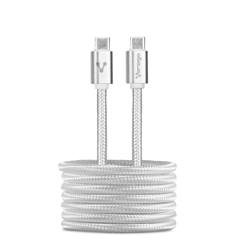 Cable de Carga Rápida Vorago de USB Tipo C a USB Tipo C, Largo de 1m, Color Blanco SKU: CAB-124-WH