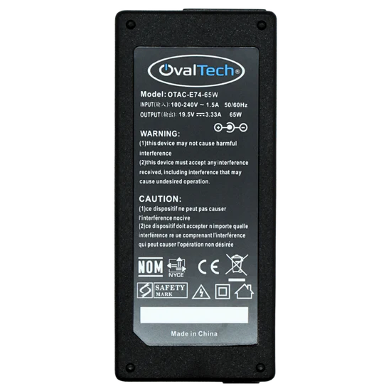 OTAC-E74-65W Adaptador para Computadora Portatil 65W 19.5V/3.33A Punta Azul Marca OvalTech SKU: OTAC-E74-65W