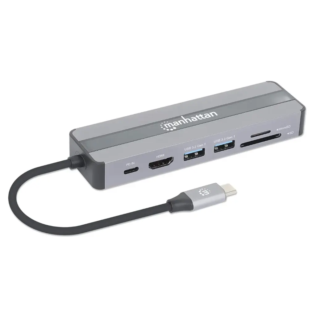 BRobotix Docking Station 5 en 1 USB C, 2x USB 3.0, 1x HDMI, 1x RJ-45, 1x USB C, Plata SKU: 6000694 (copia)