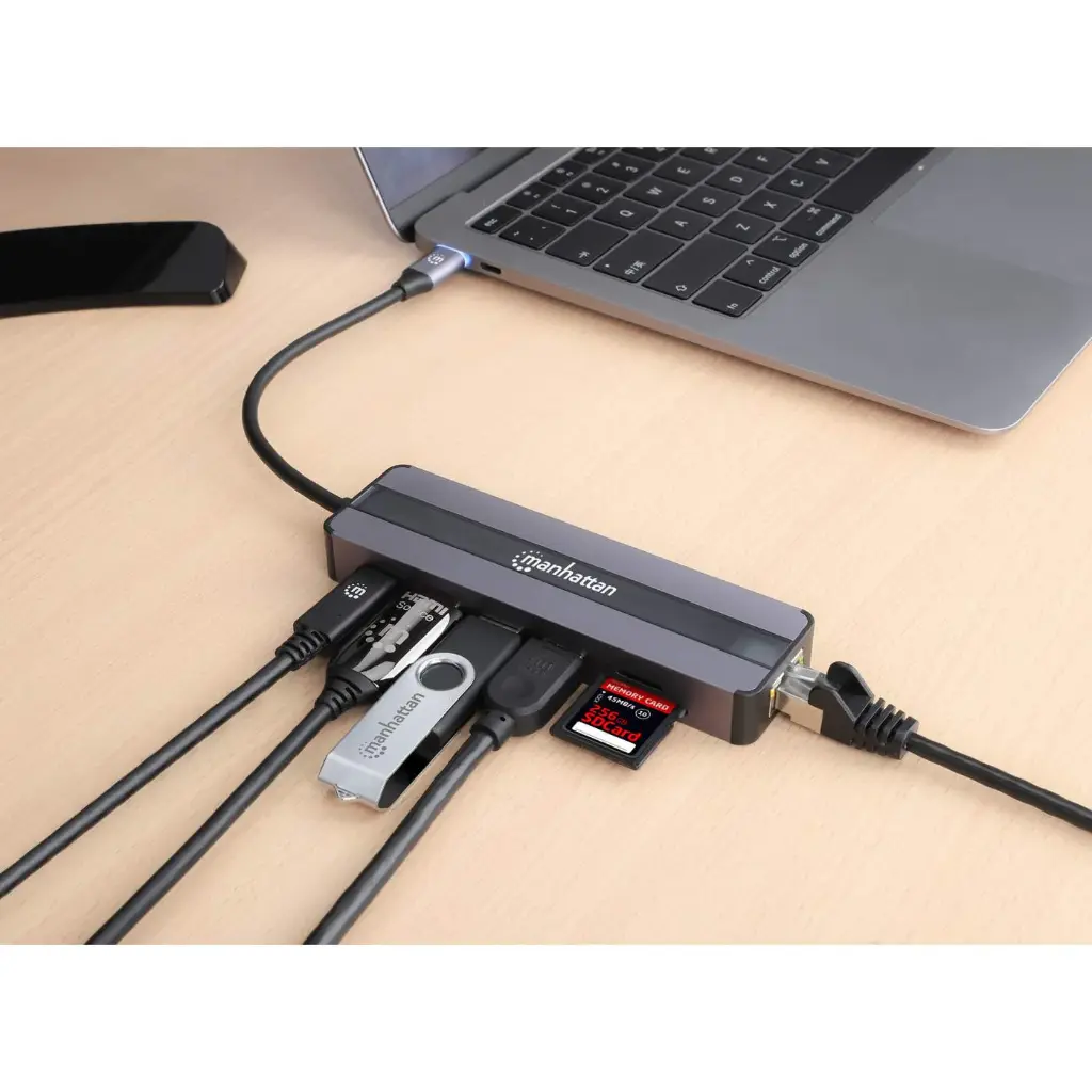 BRobotix Docking Station 5 en 1 USB C, 2x USB 3.0, 1x HDMI, 1x RJ-45, 1x USB C, Plata SKU: 6000694 (copia)