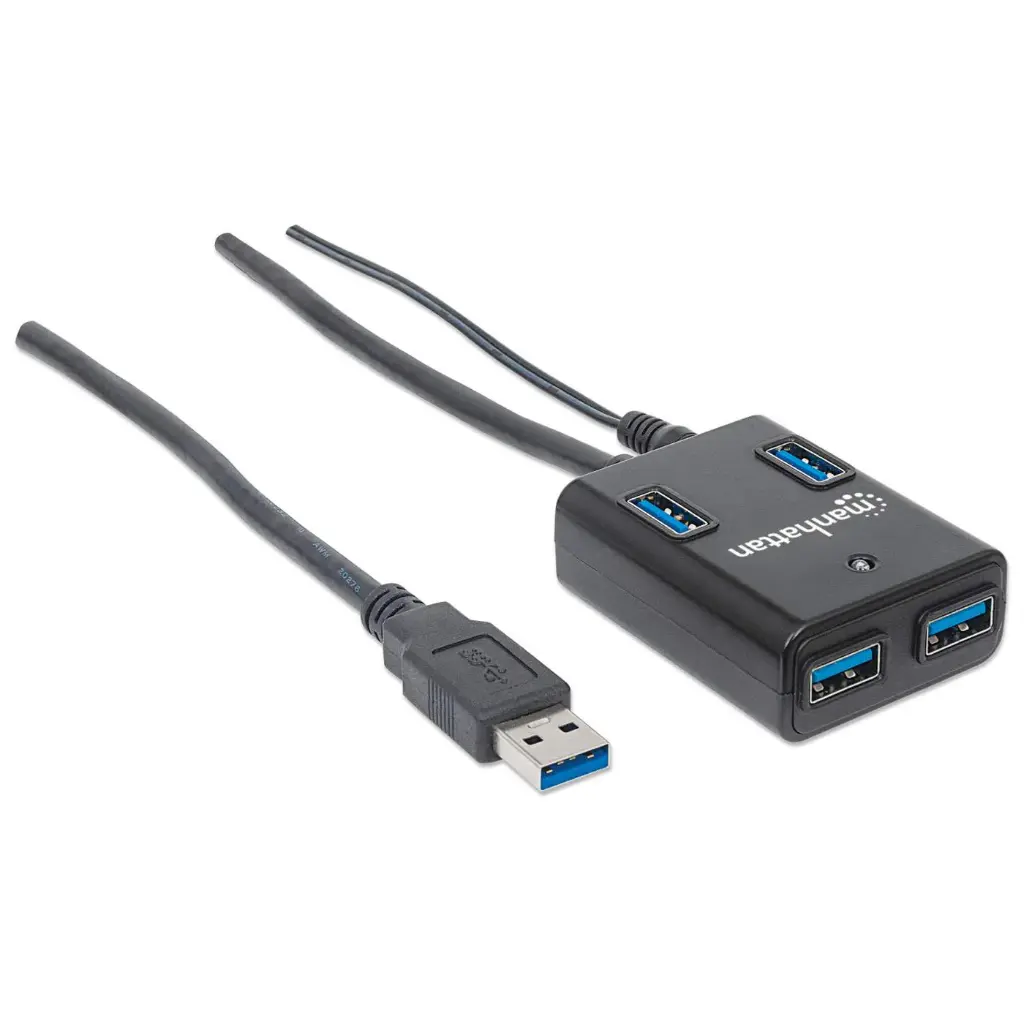 Manhattan Hub USB A 3.0 de Supervelocidad, 4 Puertos, 5000 Mbit/s, con Fuente AC-4576 SKU: 162302