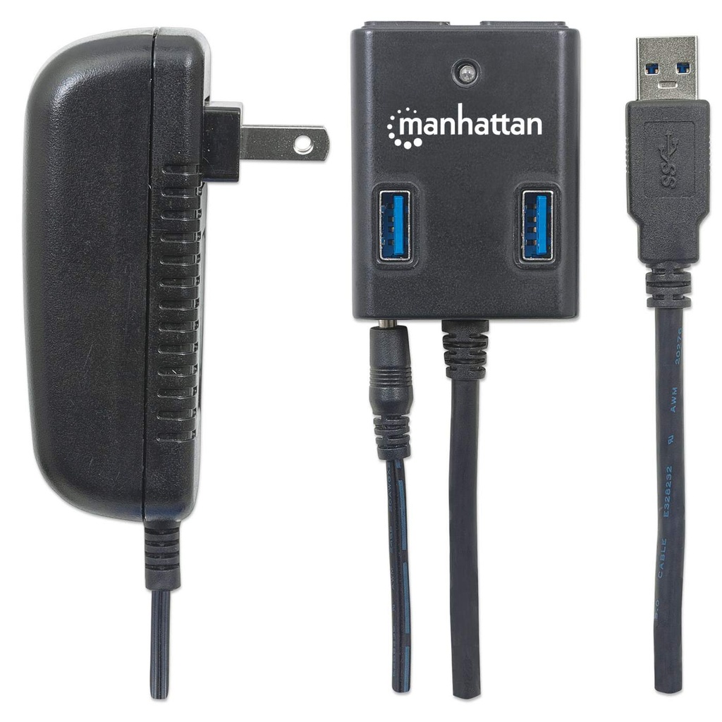 Manhattan Hub USB A 3.0 de Supervelocidad, 4 Puertos, 5000 Mbit/s, con Fuente AC-4576 SKU: 162302