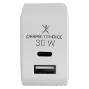 Perfect Choice Cargador de Pared, 30W, 1x USB-A/USB-C, Blanco SKU: PC-240426