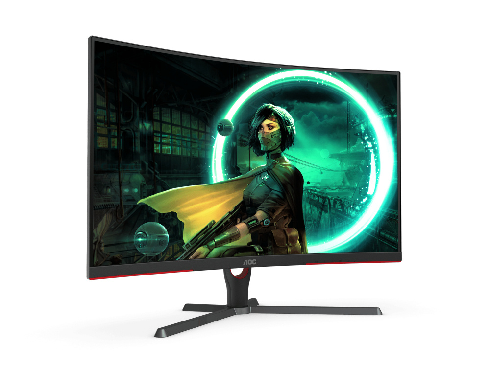 Monitor Gamer Curvo AOC C32G3E LED 31.5", Full HD, FreeSync, 165Hz, HDMI/DisplayPort, Negro/Rojo SKU: C32G3E