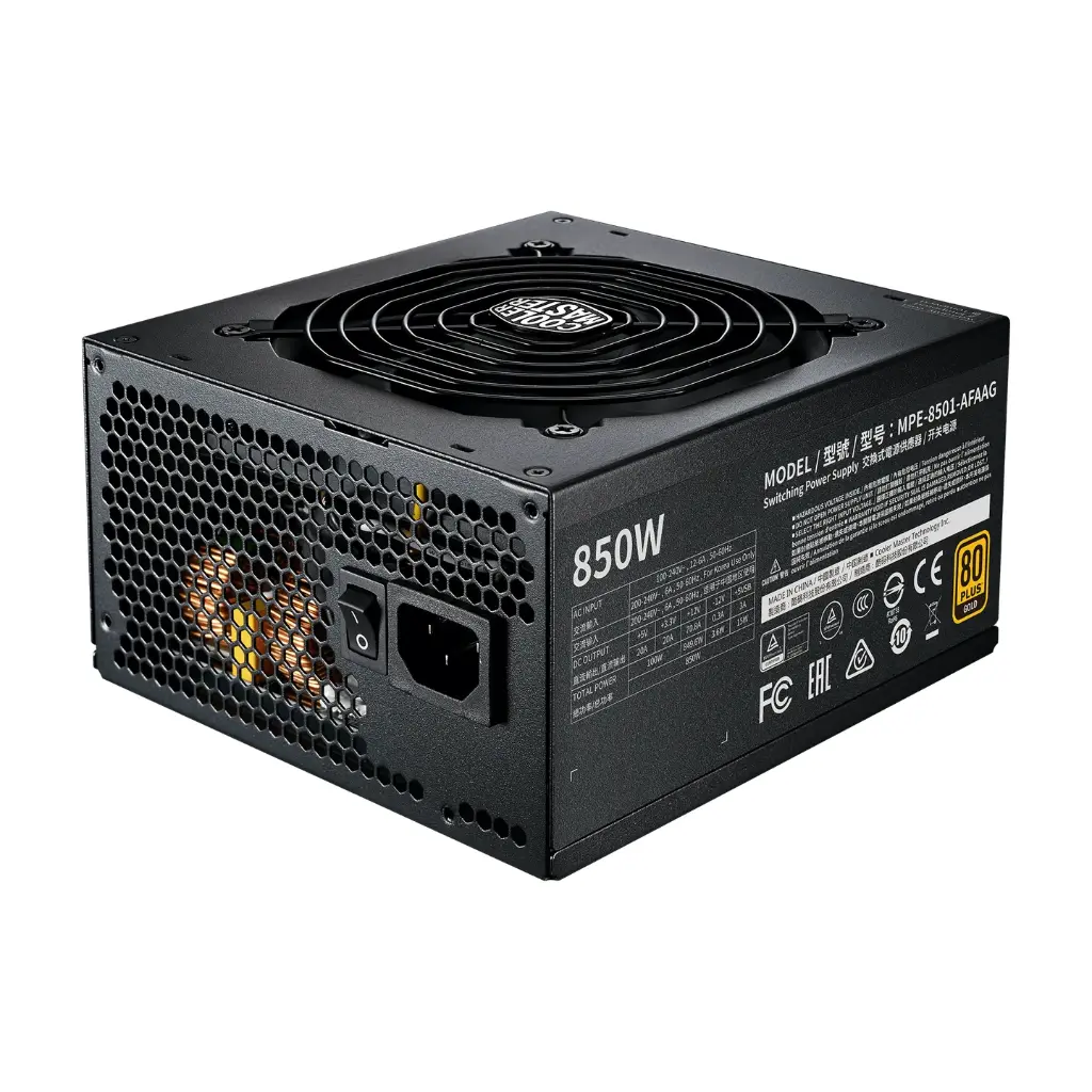 Fuente de Poder Cooler Master MWE GOLD 850 V2 80 PLUS Gold, Modular, 24-pines ATX, 120mm, 850W SKU: MPE-8501-AFAAG-U2