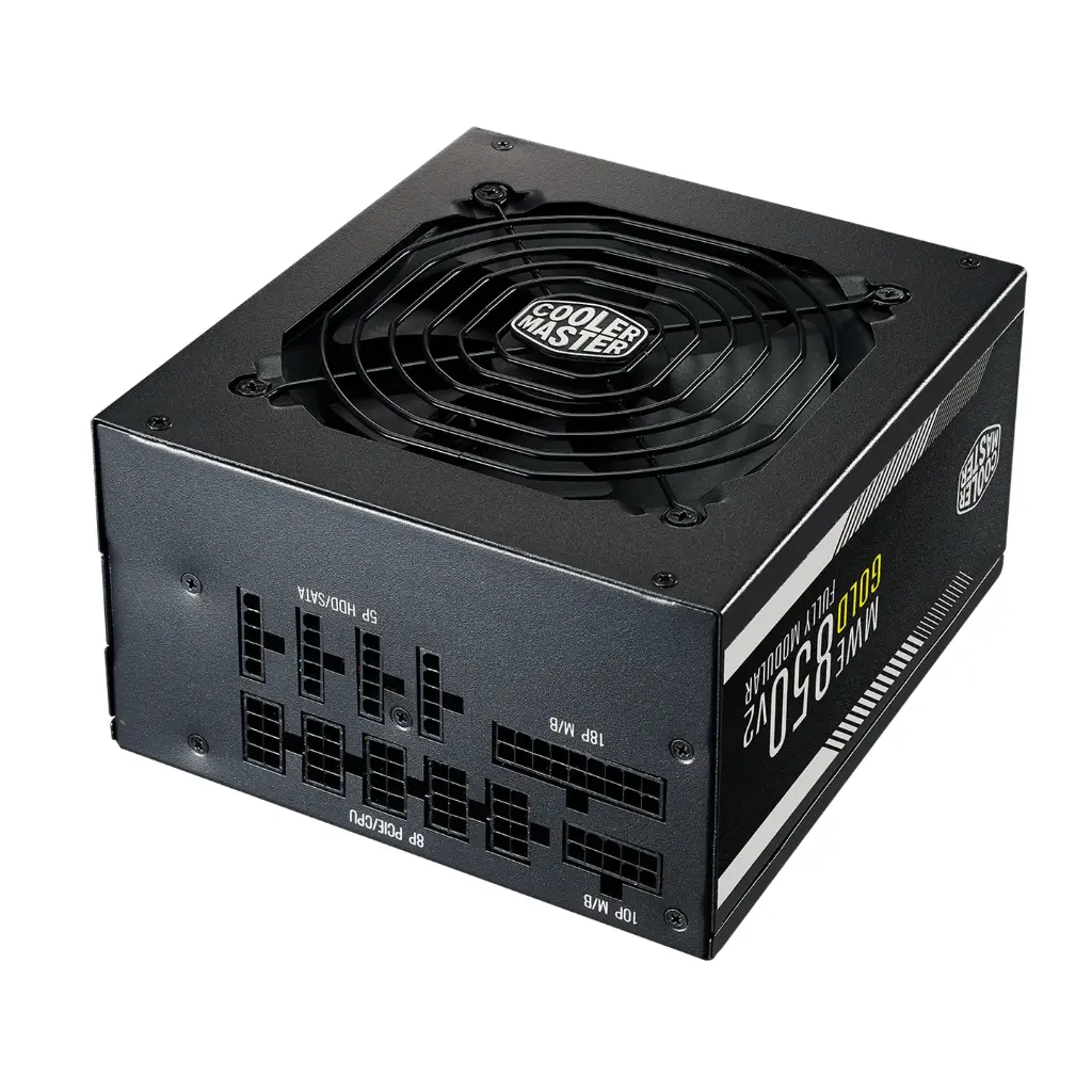 Fuente de Poder Cooler Master MWE GOLD 850 V2 80 PLUS Gold, Modular, 24-pines ATX, 120mm, 850W SKU: MPE-8501-AFAAG-U2