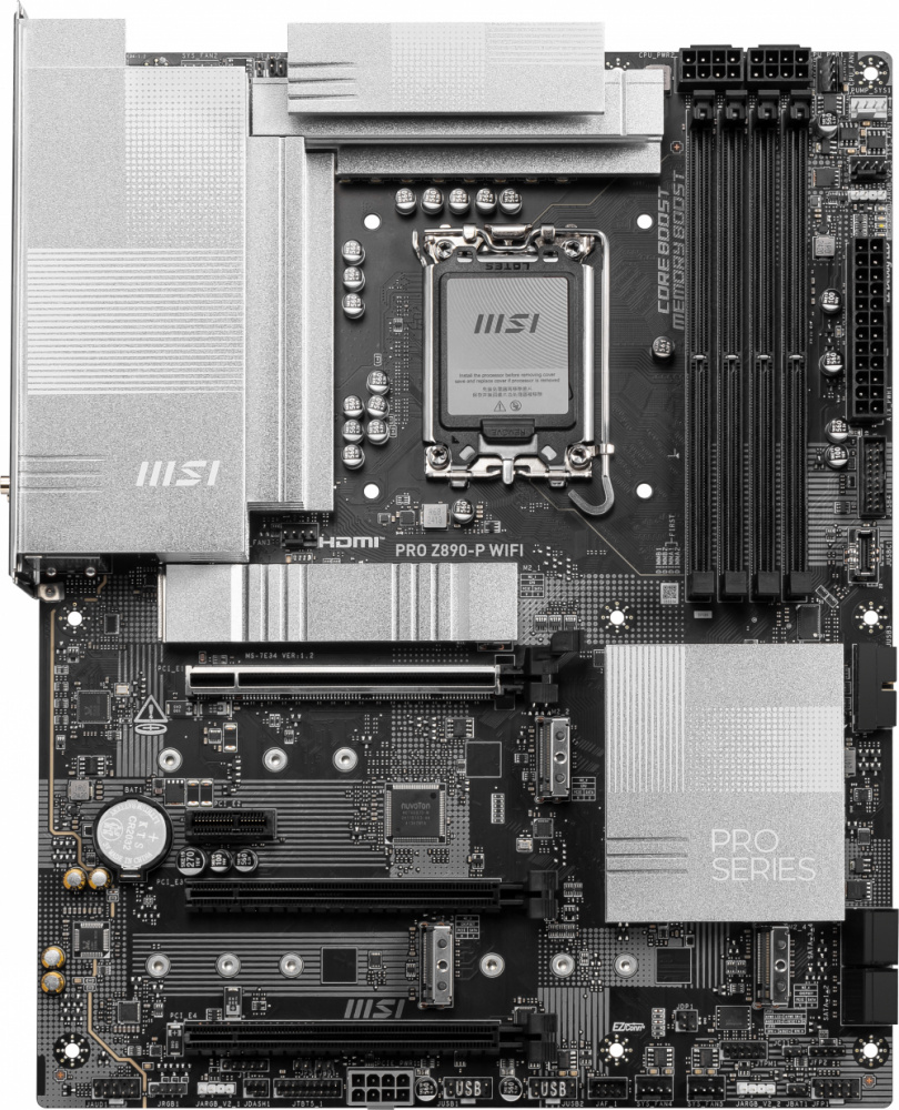 Tarjeta Madre MSI PRO Z890-P WIFI, ATX, LGA 1851, Intel Z890, DDR5, HDMI, DisplayPort, 4x DDR5 UDIMM, Máximo Ram 256GB, M.2 PCIe 4.0, 5.0, Frecuencias Soportadas 9200Mhz - 6400Mhz  para Intel MotherBoard SKU: PRO Z890-P WIFI