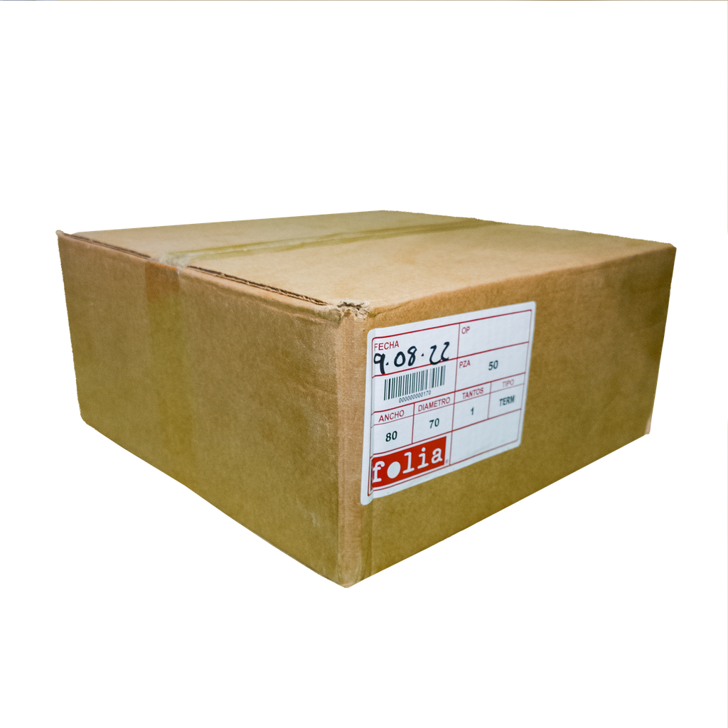 Caja Rollos Térmico 50 Piezas Marca Folia 80mm x 70mm SKU: FOL-CAJA-ROLLO80X70