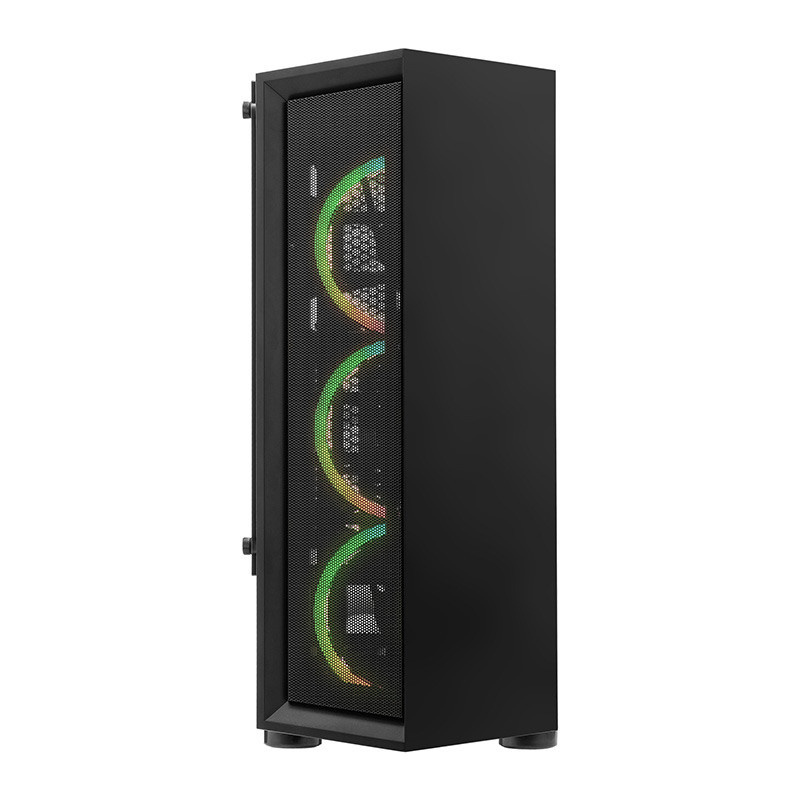 Gabinete Yeyian Ventle Master con Ventana, Midi-Tower, Micro ATX/ATX, USB 2.0/3.0, sin Fuente, Negro ― incluye 3 Ventiladores ARGB SKU: YCH-ATAB-01BK