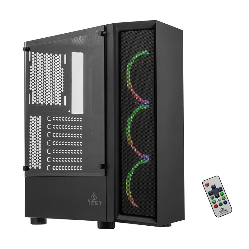 Gabinete Yeyian Ventle Master con Ventana, Midi-Tower, Micro ATX/ATX, USB 2.0/3.0, sin Fuente, Negro ― incluye 3 Ventiladores ARGB SKU: YCH-ATAB-01BK