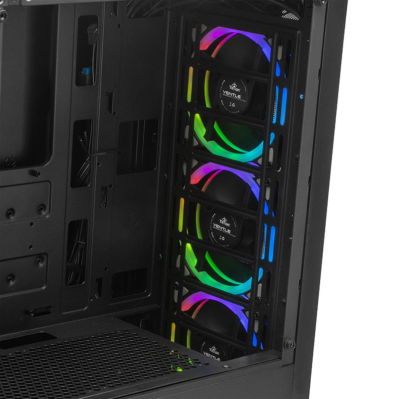 Gabinete Yeyian Ventle Master con Ventana, Midi-Tower, Micro ATX/ATX, USB 2.0/3.0, sin Fuente, Negro ― incluye 3 Ventiladores ARGB SKU: YCH-ATAB-01BK