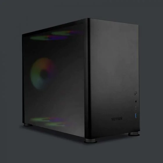 Gabinete Yeyian Hussar con Ventana, Mini Tower, Micro-ATX/Mini-ITX, USB 3.2, sin Fuente, 1 Ventilador RGB Instalado, Negro SKU: YCM-ATXAW-01