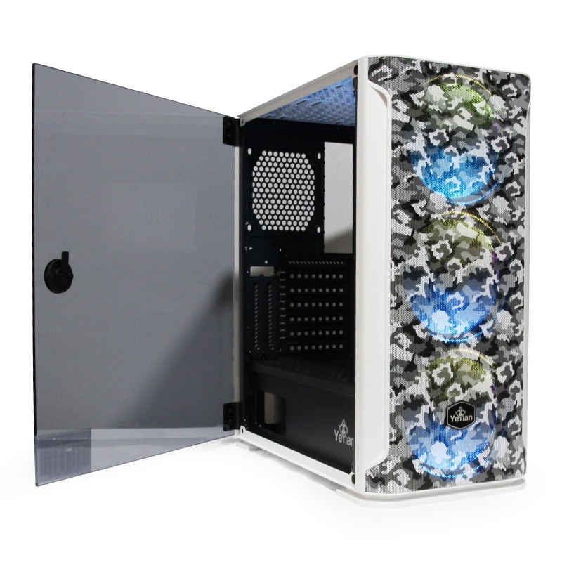 Gabinete Yeyian Hollow 2500 con Ventana RGB, Midi-Tower, ATX/EATX/ITX/Micro ATX, USB 3.0, sin Fuente, Negro/Blanco SKU: YGH-49704