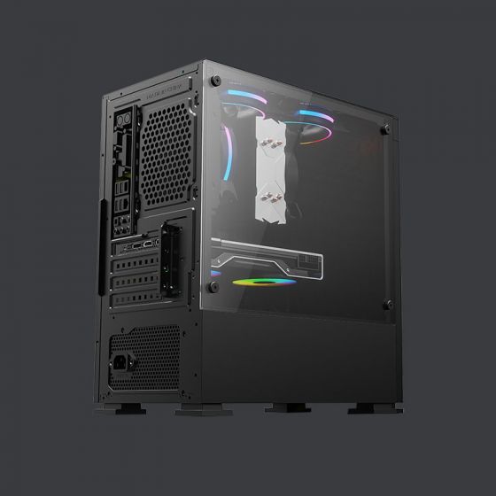 Gabinete Yeyian Haizen 2500 con Ventana, Midi-Tower, Micro ATX/Mini-ATX, USB 3.0, sin Fuente, 3 Ventiladores ARGB Instalados, Negro SKU: YCH-041520