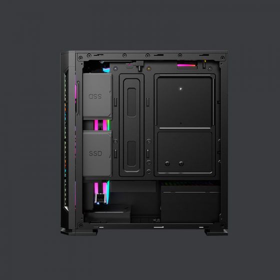 Gabinete Yeyian Haizen 2500 con Ventana, Midi-Tower, Micro ATX/Mini-ATX, USB 3.0, sin Fuente, 3 Ventiladores ARGB Instalados, Negro SKU: YCH-041520