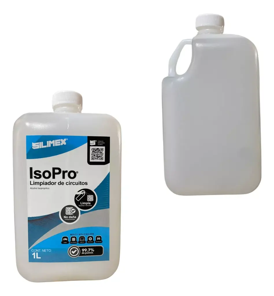 Alcohol Isopropílico en Bote de 1Litro Limpiador de Circuitos y Tarjetas Electrónicas, Equipos de vídeo, Fibra Óptica, Cómputo, y Equipo Telefónico 1000ml SILIMEX CN-1237 SKU: ALCOHOL