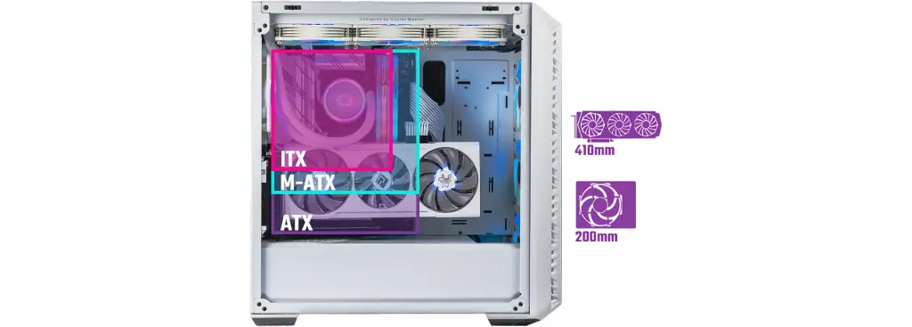 Midi-Tower, ATX/EATX/Micro ATX/Mini-ITX, USB 3.2, sin Fuente, 3 Ventiladores ARGB Instalados, Blanco SKU: MB520-WGNN-S00