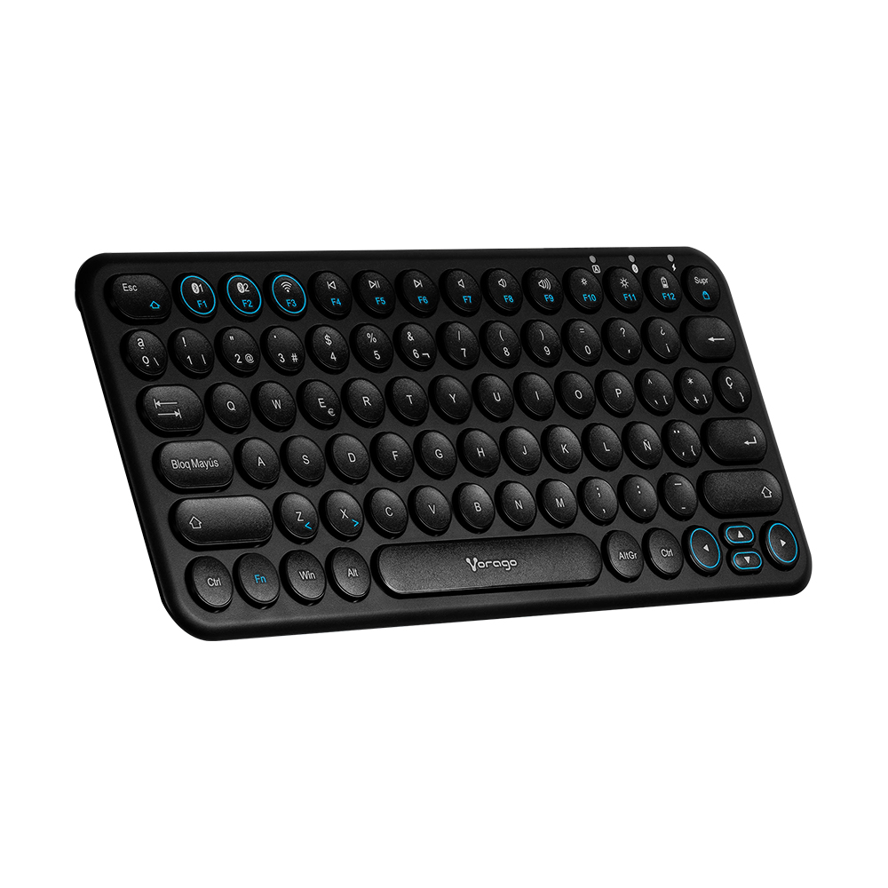﻿Teclado Vorago KBW-400, Inalámbrico Recargable, Puerto de Carga Tipo C, Receptor USB, Negro (Español) SKU: KBW-400
