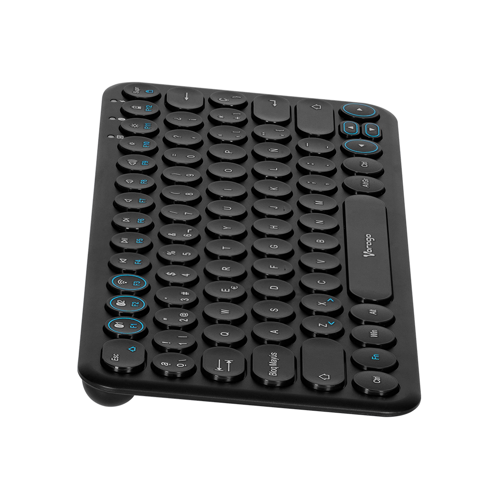 ﻿Teclado Vorago KBW-400, Inalámbrico Recargable, Puerto de Carga Tipo C, Receptor USB, Negro (Español) SKU: KBW-400