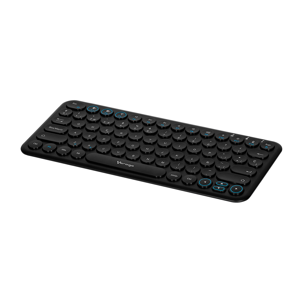 ﻿Teclado Vorago KBW-400, Inalámbrico Recargable, Puerto de Carga Tipo C, Receptor USB, Negro (Español) SKU: KBW-400