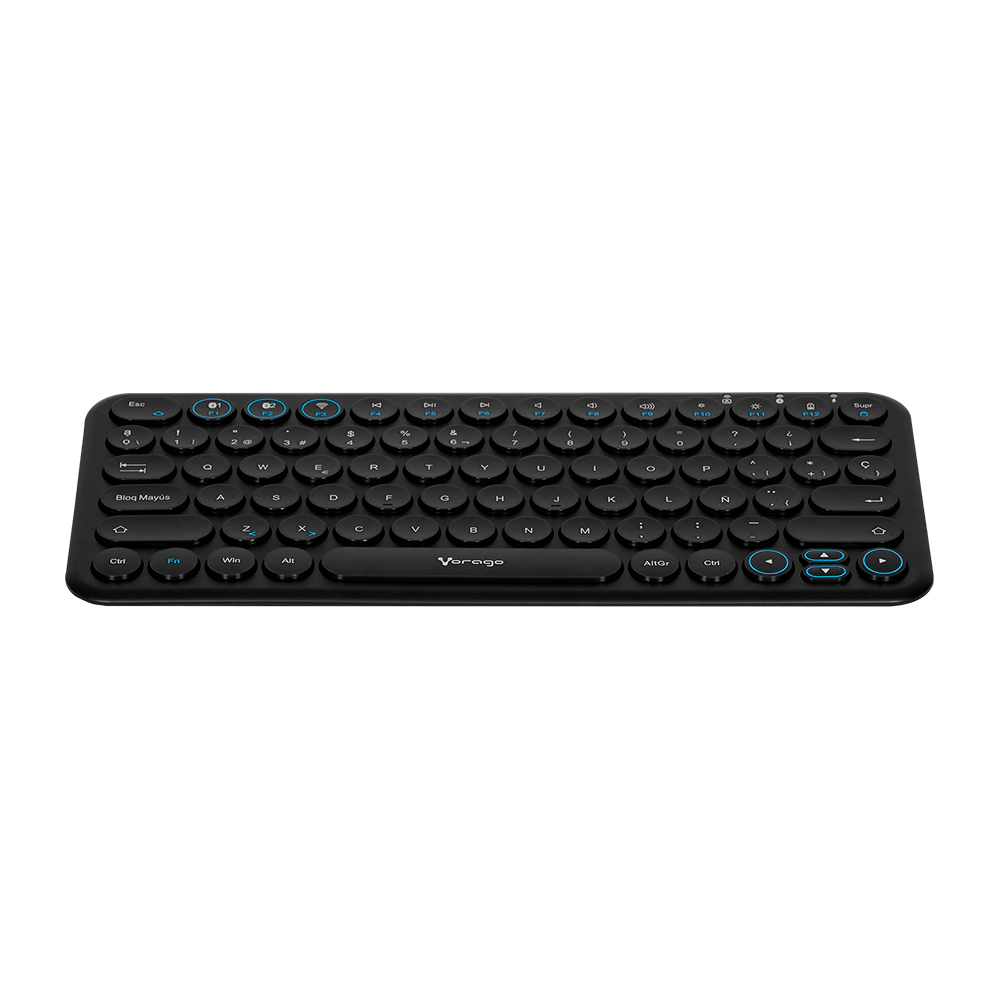 ﻿Teclado Vorago KBW-400, Inalámbrico Recargable, Puerto de Carga Tipo C, Receptor USB, Negro (Español) SKU: KBW-400
