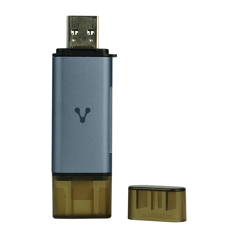Vorago Lector de Memoria CR-350, SD/MicroSD, USB-A/USB-C, Gris SKU: CR-350