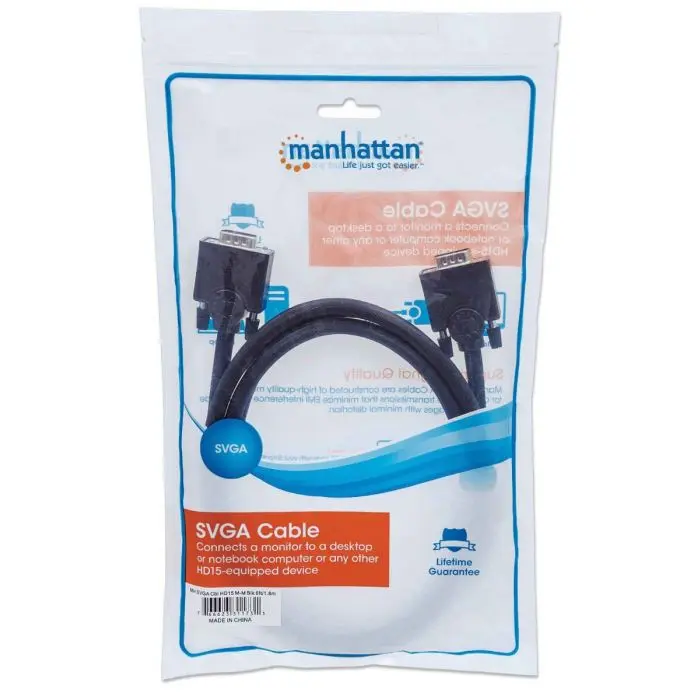 [372978] Manhattan Cable de Video para Monitor SVGA 8mm, VGA (D-Sub) Macho - VGA (D-Sub) Macho, 7.5 Metros, Negro SKU_ 372978.webp