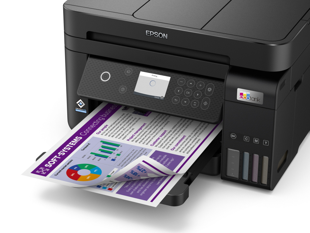 Multifuncional Epson EcoTank L6270, Color, Tinta Continua, Tanque de Tinta, Inalámbrico, Impresora, Copiadora, Escaner, Fax, Duplex, Wifi Direct, Ethernet, 33ppm Negro, 20ppm Color SKU: C11CJ61301