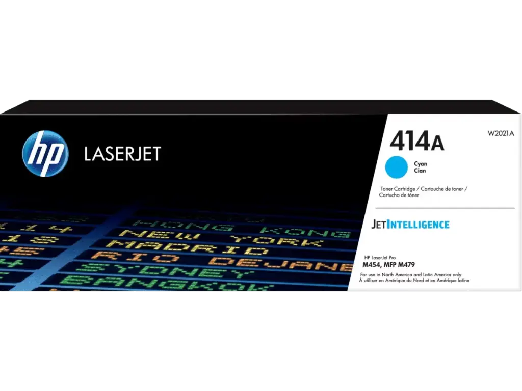W2021A Cian Original Toner 414A HP LaserJet Pro Pro M454, MFP M479, HP LJ Ent M455, MFP M480 2,100 Páginas SKU: W2021A