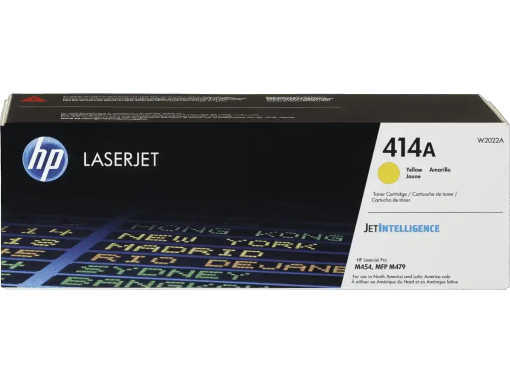 W2022A Amarillo Original Toner 414A HP LaserJet Pro Pro M454, MFP M479, HP LJ Ent M455, MFP M480 2,100 Páginas SKU: W2022A