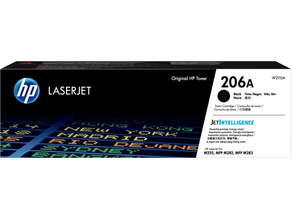 W2110A Negro Original Toner 206A HP LaserJet Pro M255, MFP M282, MFP M283 1,350 Páginas SKU: W2110A