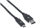 Manhattan Cable de Carga USB A Macho - USB C Macho, 2 Metros, Negro Tipo C SKU: 354974