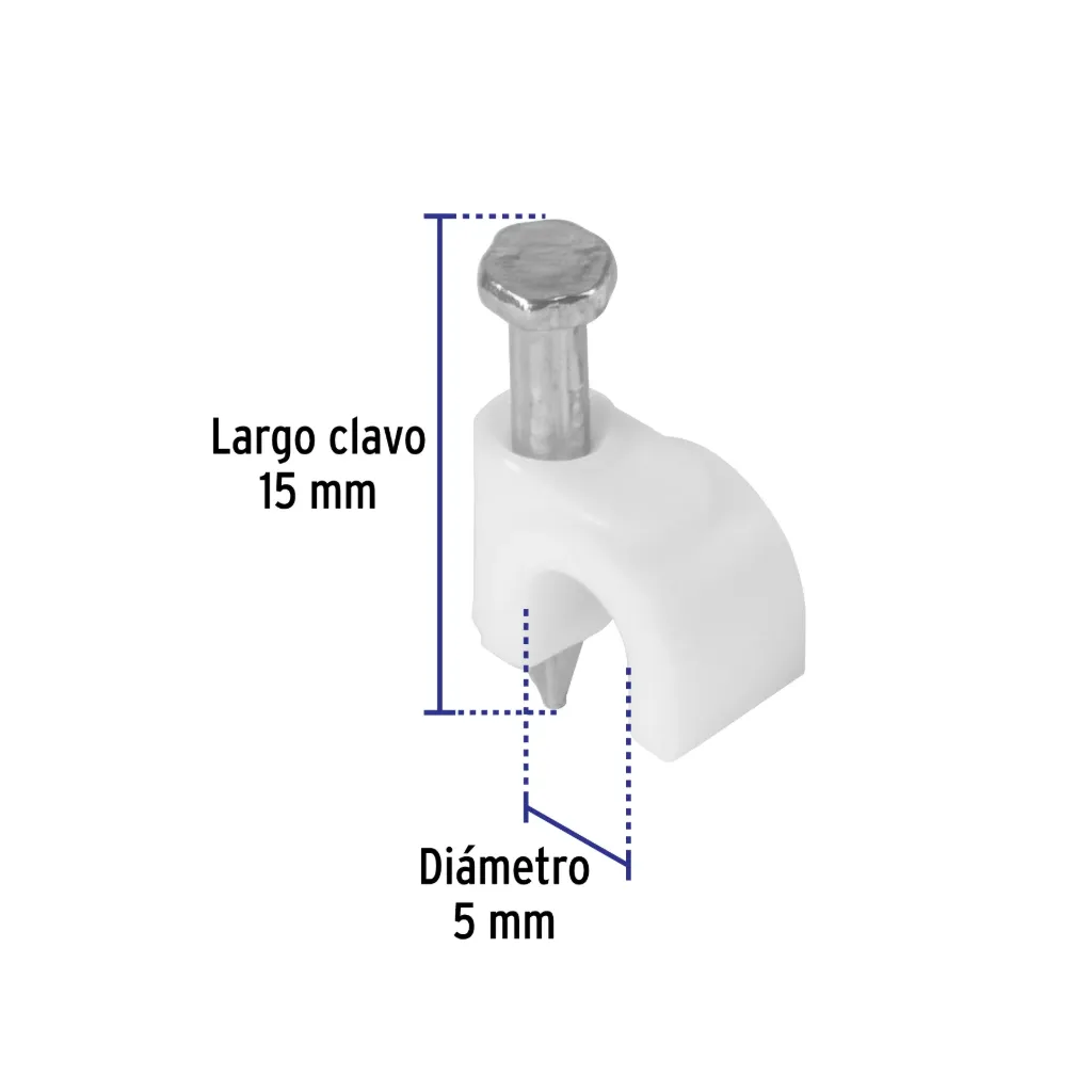 [48271] Bolsa con 20 grapas blancas de 5 mm para cable redondo Volteck GCU-5B-5mm SKU: 48271