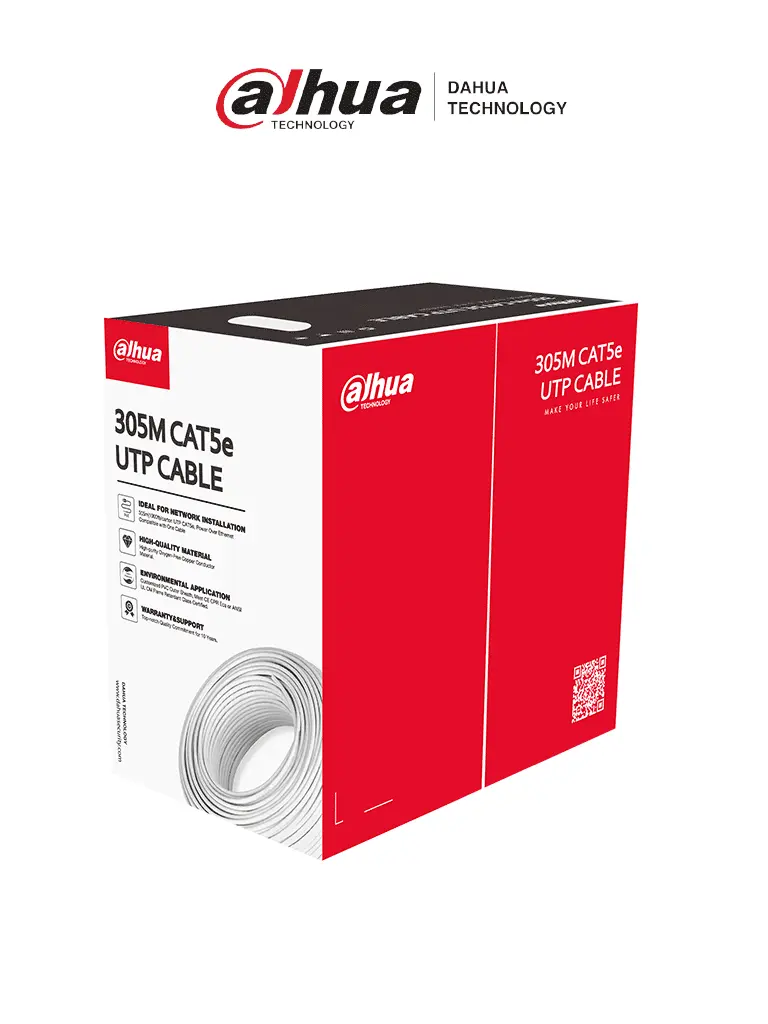 BOBINA DAHUA PFM920I-5EUN-C-V2, UTP CAT 5E, 100% COBRE, BLANCO 305 MTS DAH-DHT1570001 SKU: PFM920I-5EUN-C-V2