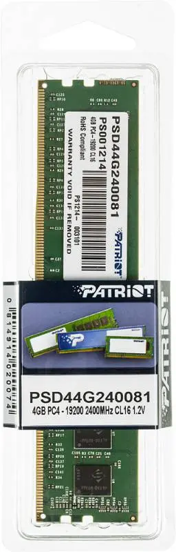 [PSD44G240081] Memoria RAM UDIMM Patriot Signature DDR4, 2400MHz, 4GB, CL17 SKU: PSD44G240081