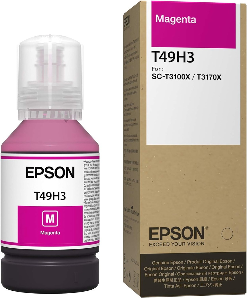 T49H Magenta, Tanque de Tinta Epson 140ml SureColor SC-T3100X, SC-T3100x, SC-3170x SKU: T49H300