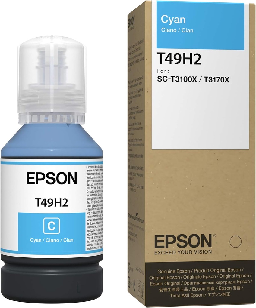 [T49H200] T49H Cian, Tanque de Tinta Epson 140ml SureColor SC-T3100X, SC-T3100x, SC-3170x SKU: T49H200