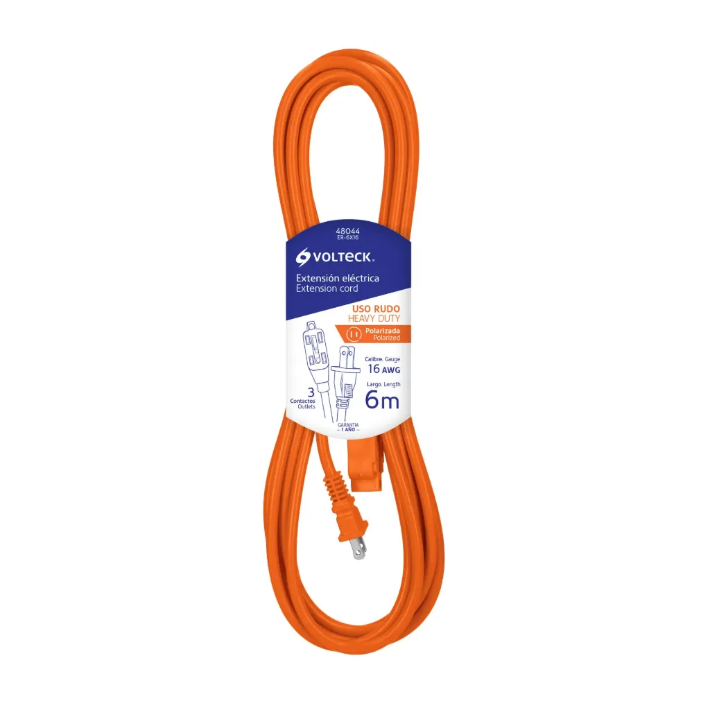 [48044] Extensión eléctrica de uso rudo 6 Metros 2x16 AWG, Volteck Volteck ER- 6X16 SKU: 48044