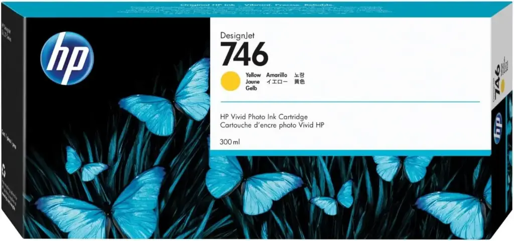 HP 746 Amarillo Original Cartucho de Tinta HP746 HP DesignJet HD Pro 2 de 44" (2QX51E), HP DesignJet Z6 PostScript de 44 pulgadas (T8W16F) 300ml SKU: P2V79A
