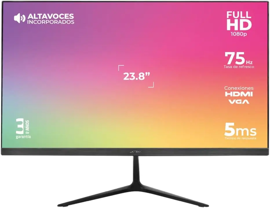 [AC-933841] Monitor Acteck Captive Vivid SP240 LED IPS 23.8", Full HD, 75Hz, HDMI, Bocinas Integradas (2 x 3W RMS), Negro MNL-2129 SKU: AC-933841