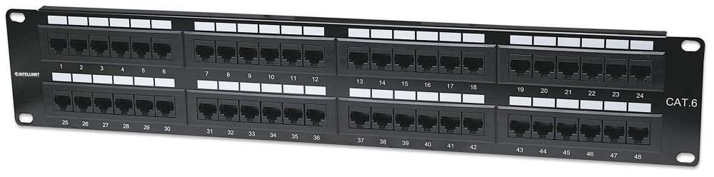 [560283] Intellinet Panel de Parcheo Cat6, 48 Puertos RJ-45, 2U, Negro SKU: 560283
