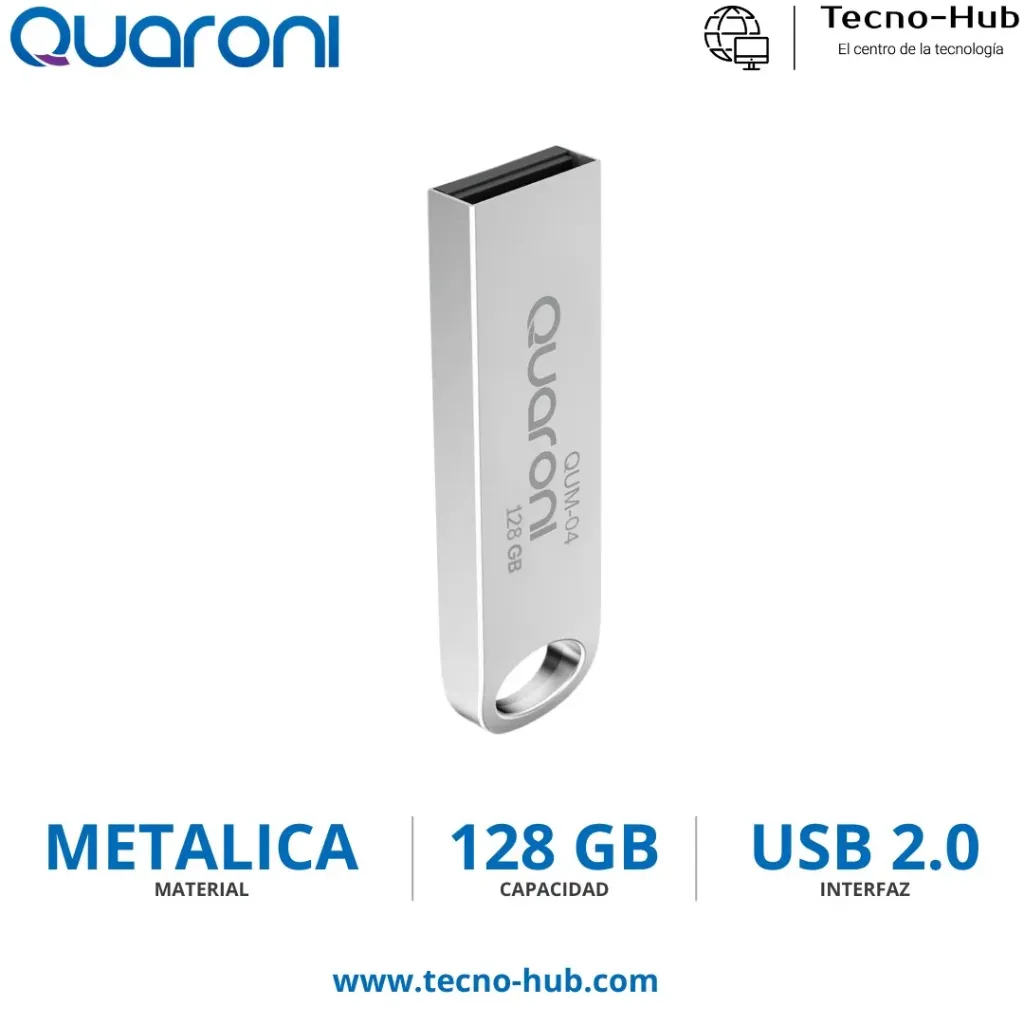 [QUM-04] Memoria USB Marca Quaroni QUM-04, 128GB, USB 2.0, Metal RAM-3969 SKU: QUM-04