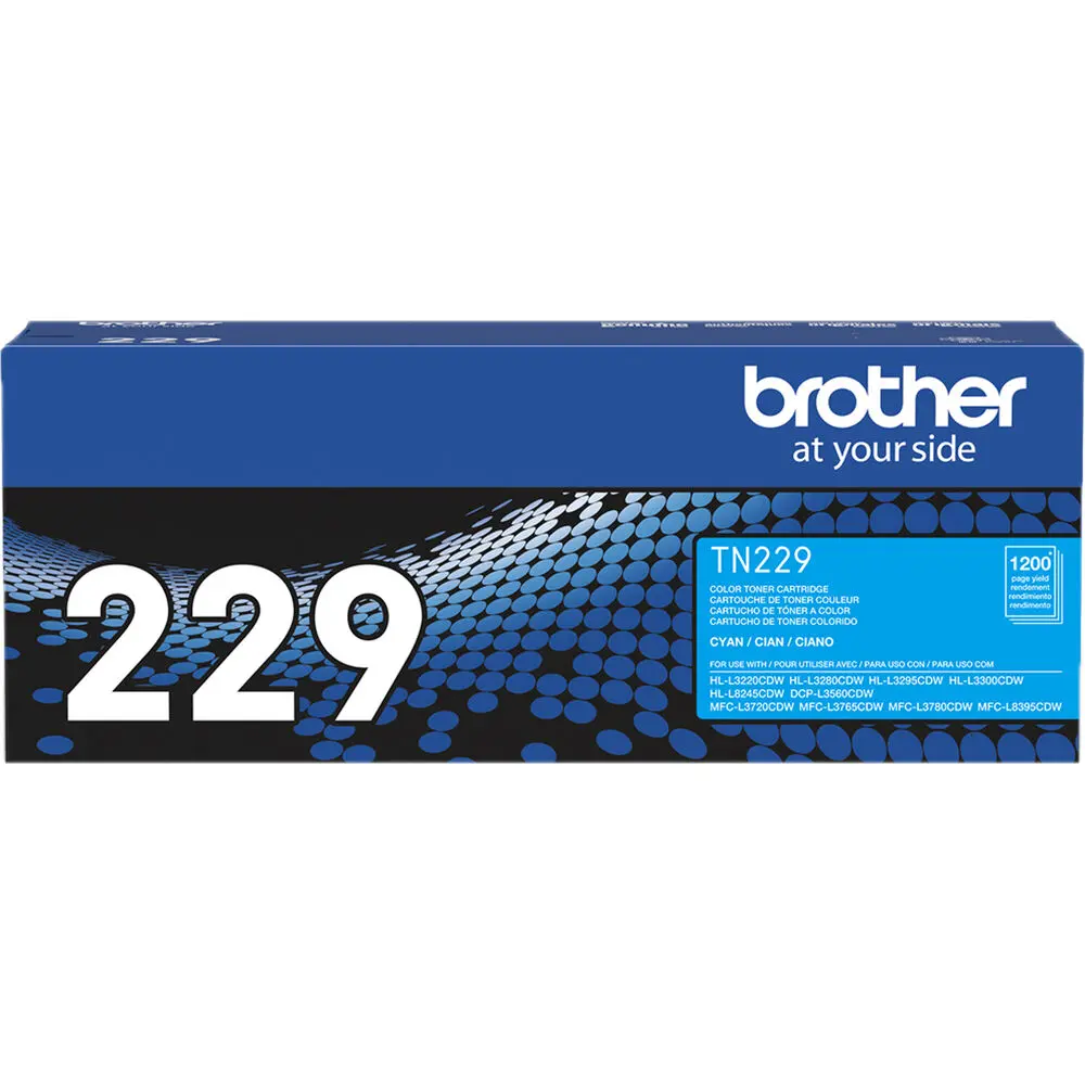 TN229C Cian Original Cartucho de Toner Brother TN-229C HL-L3220CDW, HL-L3280CDW, HL-L3295CDW, HL-L3300CDW, HL-L8245CDW, MFC-L3720CDW, MFC-L3765CDW, MFC-L3780CDW, MFC-L8395CDW, DCPL3560CDW 1,200 Pag. SKU: TN229C