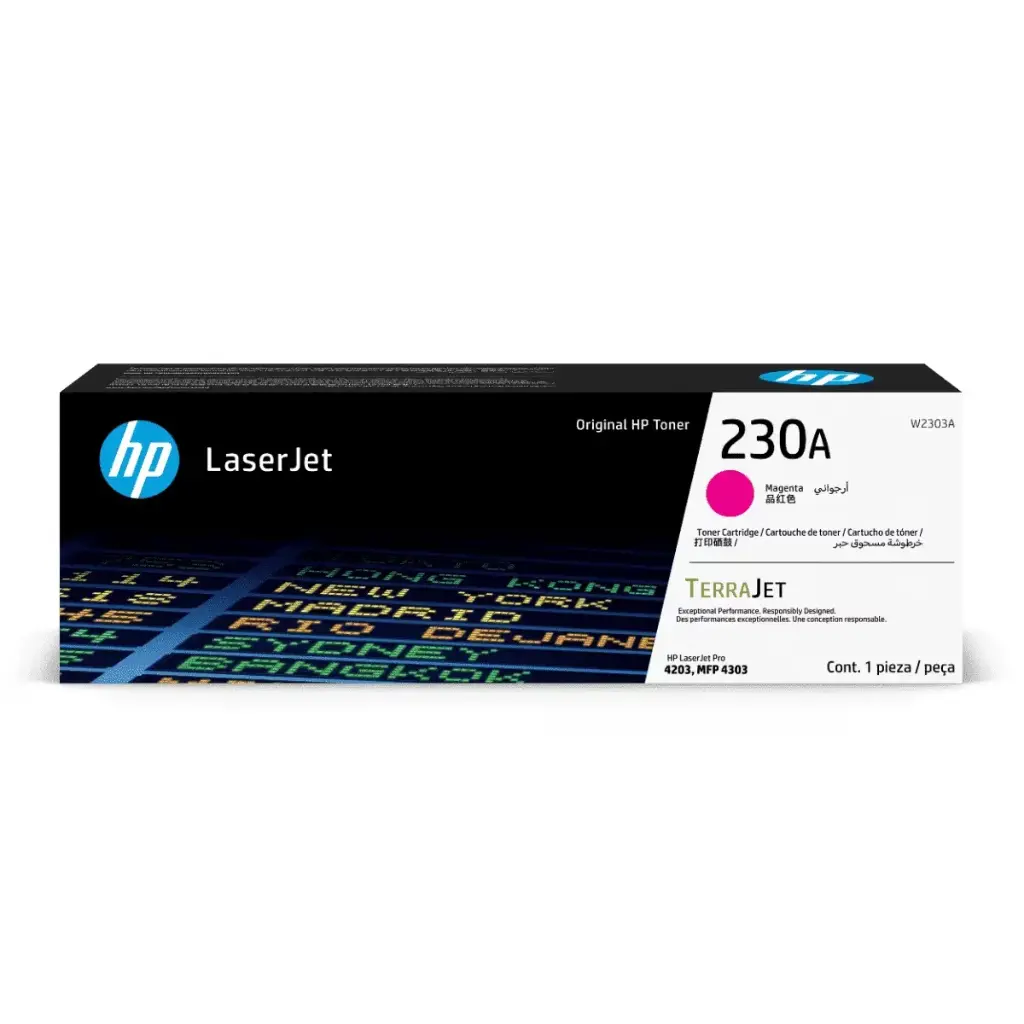 [W2303A] W2303A Magenta Original Toner 230A HP Color LaserJet Pro 4201dn,dw,  4203cdn,dw,  4303dw,fdn 4301dw 1,800 Páginas SKU: W2303A