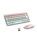 Paquete de Teclado y Mouse, 85 teclas en Español, Bluetooth y 2.4GHz, Mouse Ambidiestro, Sensor de DPI ajustable, Efectos de Iluminación del Teclado, Amplia compatibilidad, Color Rosa. SKU: 25178