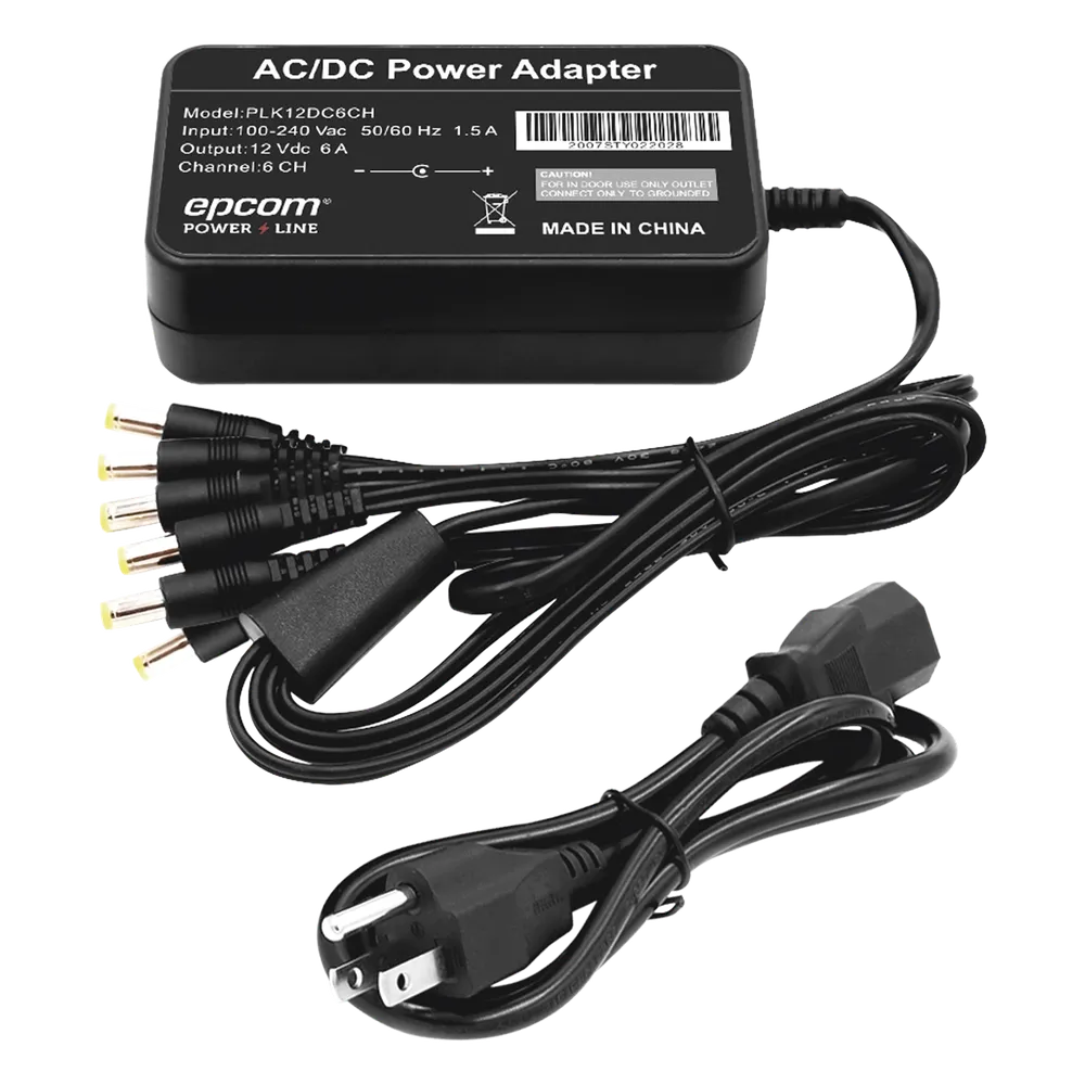 [PLK12DC6CH] Fuente de Poder Alimentación Fuente de Poder de 6 Salidas tipo Jack Macho de 12 Vcc / 6 Amper Epcom SKU: PLK12DC6CH