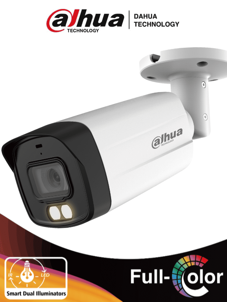 DAHUA HAC-HFW1509TMN-IL-A - Camara Bala de 5 Megapixeles, Iluminador Dual Inteligente + Full Color, Lente de 2.8 mm, 111 Grados de Apertura, Microfono Integrado, 40 Mts de Iluminación IR y Visible/WDR Real de 130 dB/Metálica/IP67/ SKU: DH-HAC-HFW1509TMN-IL-A